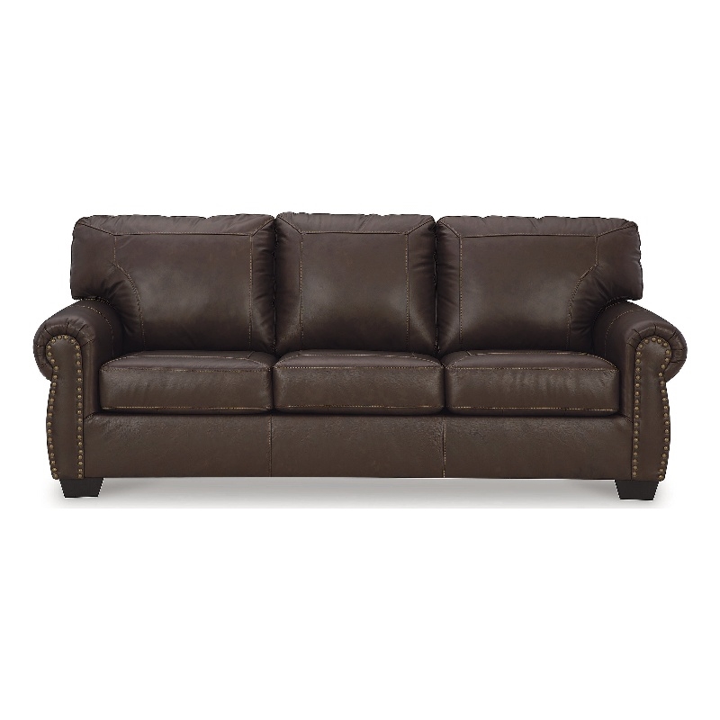 Bowery Hill Sofa, Loveseat, and Recliner Set in Dark Brown Faux Leather