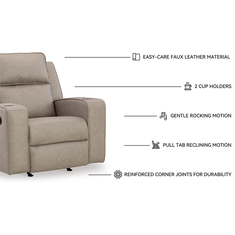 Bowery Hill Reclining Living Room Sofa Set in Pebble Faux Leather