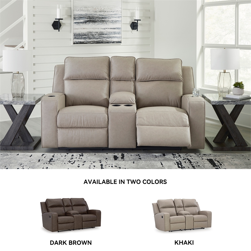 Bowery Hill Reclining Living Room Sofa Set in Pebble Faux Leather