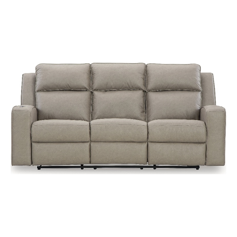 Bowery Hill Reclining Living Room Sofa Set in Pebble Faux Leather