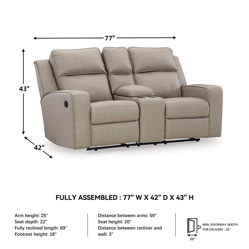 Bowery Hill Reclining Living Room Sofa Set in Pebble Faux Leather