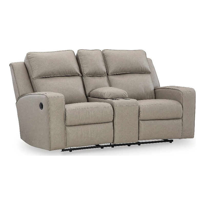 Bowery Hill Reclining Living Room Sofa Set in Pebble Faux Leather