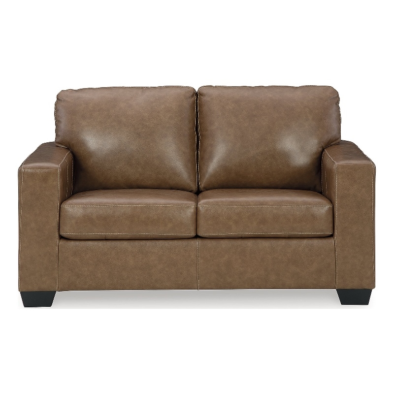 Bowery Hill 3-Piece Set of Sofa, Loveseat, & Recliner in Caramel Leather