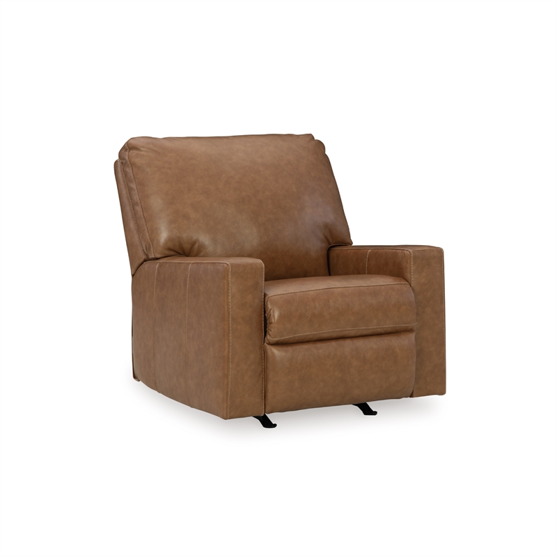 Bowery Hill 3-Piece Set of Sofa, Loveseat, & Recliner in Caramel Leather