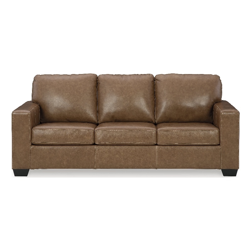 Bowery Hill 3-Piece Set of Sofa, Loveseat, & Recliner in Caramel Leather