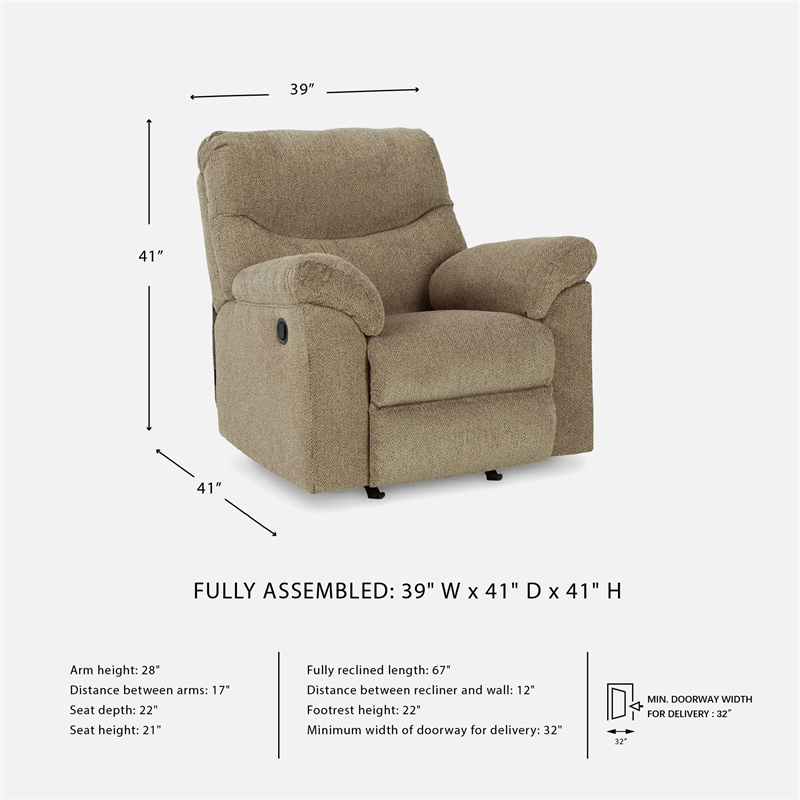 Bowery Hill Sofa Set of Reclining Sofa, Loveseat, & Rocker Recliner