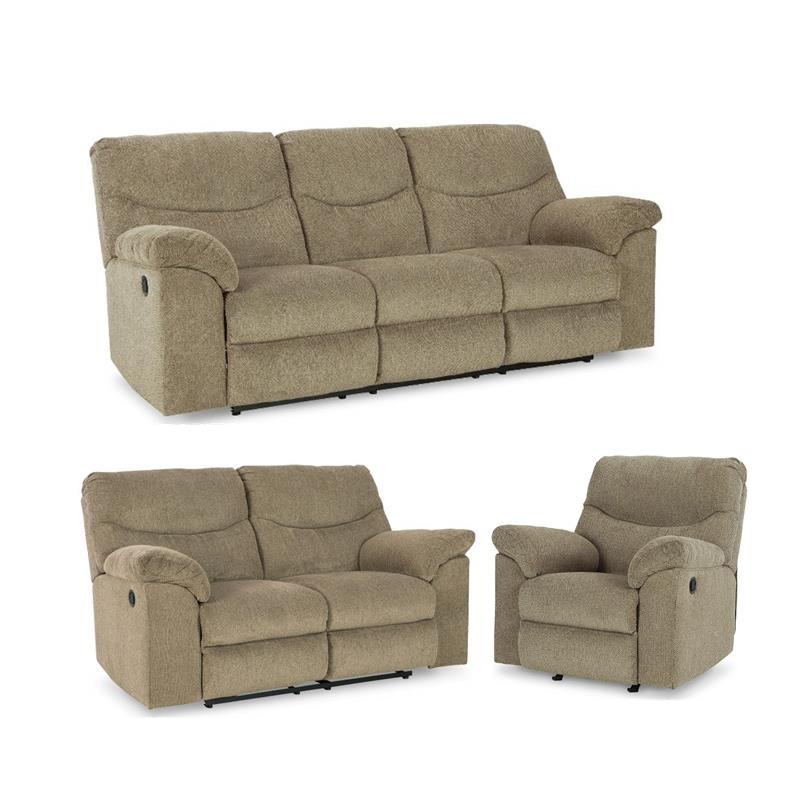 Bowery Hill Sofa Set of Reclining Sofa, Loveseat, & Rocker Recliner