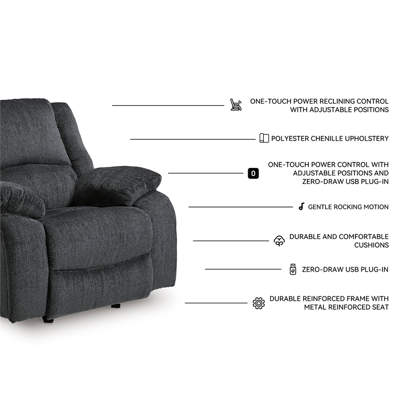 Bowery Hill 3-Piece Power Reclining Set in Slate Chenille Upholstered