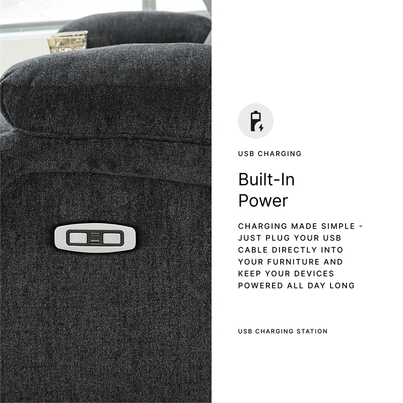 Bowery Hill 3-Piece Power Reclining Set in Slate Chenille Upholstered