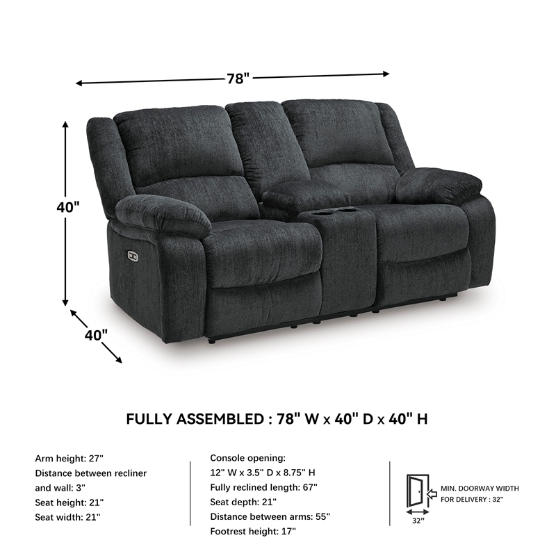 Bowery Hill 3-Piece Power Reclining Set in Slate Chenille Upholstered
