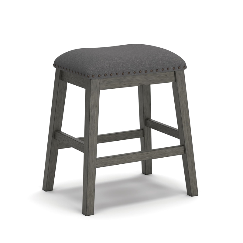 Bowery Hill Gray Counter Height Dining Set in Gray Solid Acacia Wood