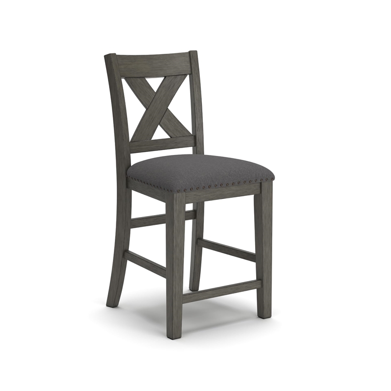 Bowery Hill Gray Counter Height Dining Set in Gray Solid Acacia Wood