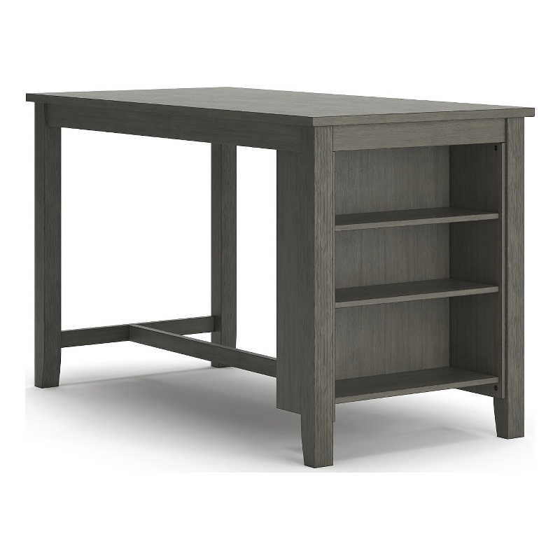 Bowery Hill Gray Counter Height Dining Set in Gray Solid Acacia Wood