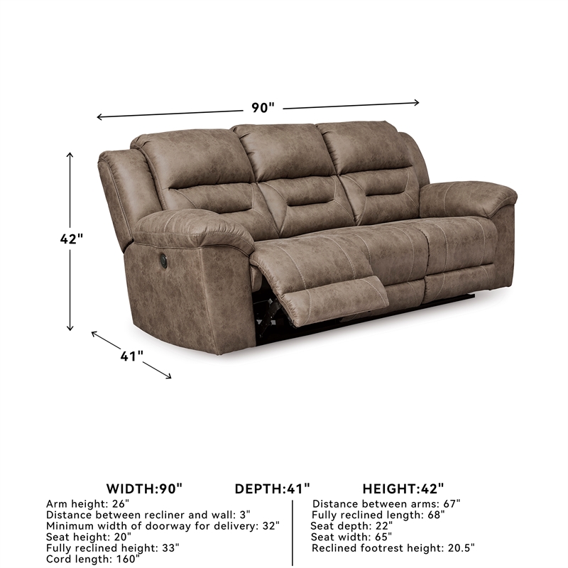 Bowery Hill Reclining Sofa and Loveseat Set in Fossil Faux Leather
