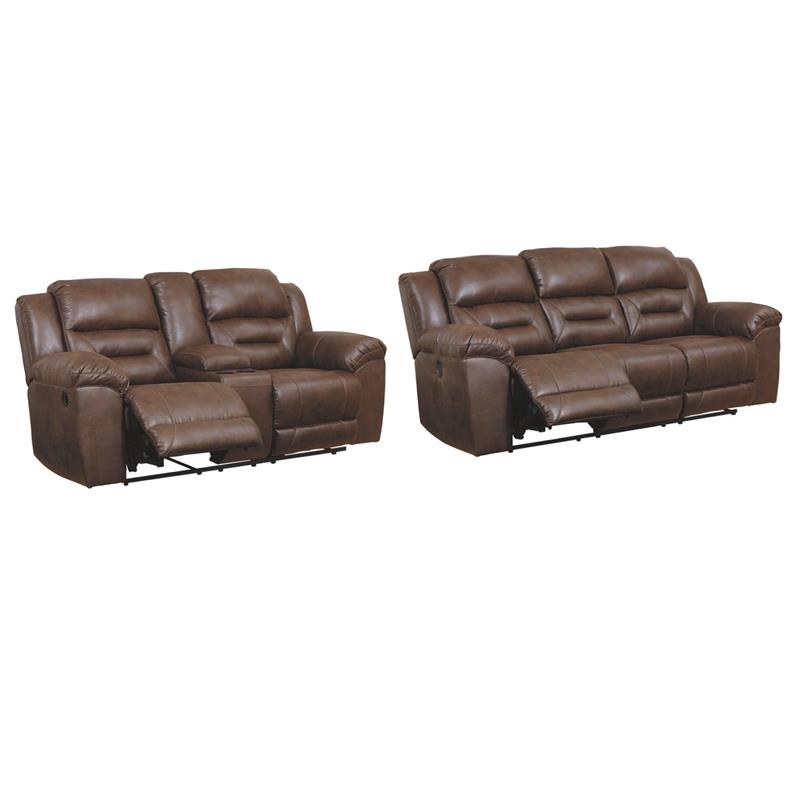 Bowery Hill Reclining Sofa and Loveseat Set in Chocolate Faux Leather