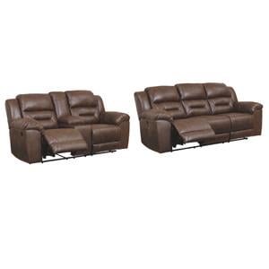 Bowery Hill Reclining Sofa and Loveseat Set in Chocolate Faux Leather