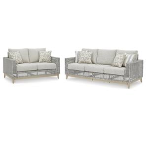 Bowery Hill 2-Piece Gray Outdoor Loveseat and Sofa Set