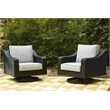 Bowery Hill Outdoor Swivel Lounge Chairs and Fire Pit Table Set
