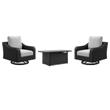 Bowery Hill Outdoor Swivel Lounge Chairs and Fire Pit Table Set