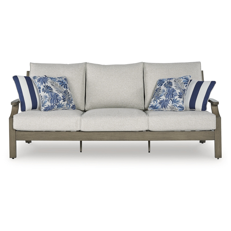 Bowery Hill Outdoor Loveseat and Sofa Set with Cushions in Beige