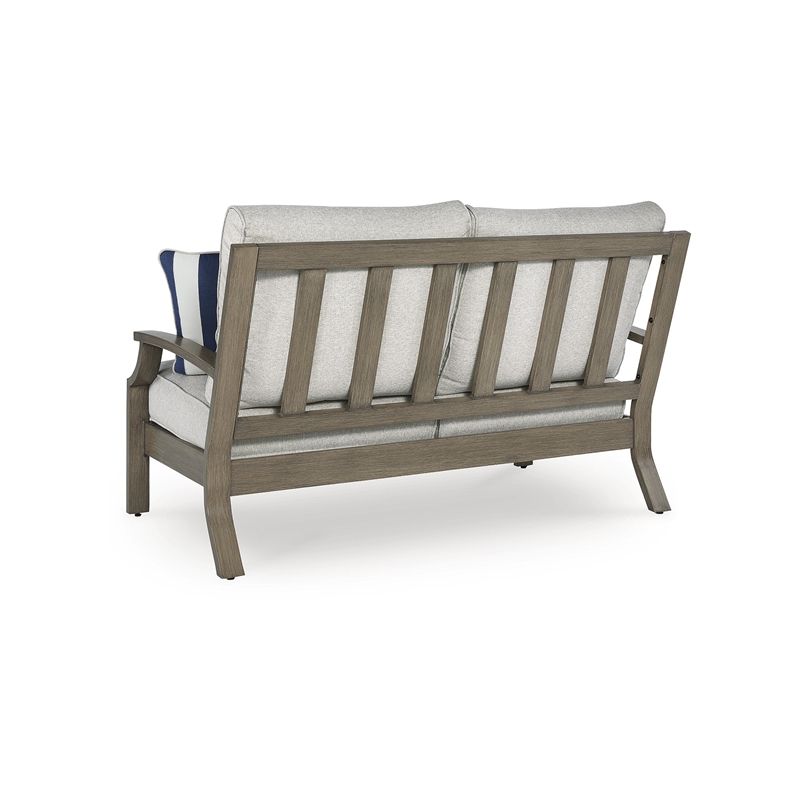 Bowery Hill Outdoor Loveseat and Sofa Set with Cushions in Beige