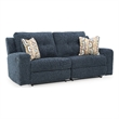 Bowery Hill Reclining Sofa and Loveseat Set in Blue Polyester