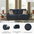 Bowery Hill Reclining Sofa and Loveseat Set in Blue Polyester