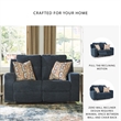Bowery Hill Reclining Sofa and Loveseat Set in Blue Polyester