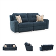 Bowery Hill Reclining Sofa and Loveseat Set in Blue Polyester