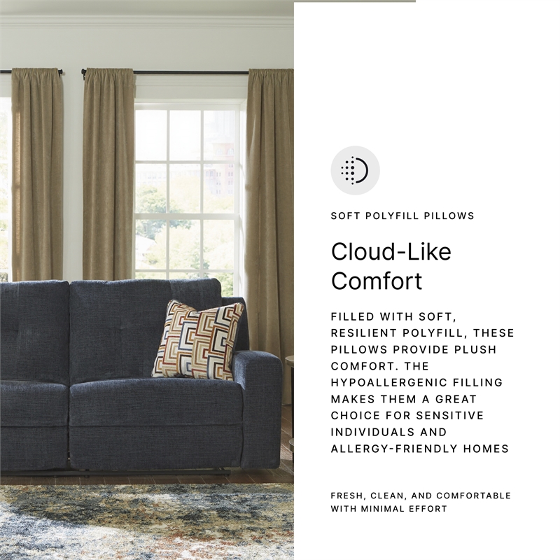Bowery Hill Reclining Sofa and Loveseat Set in Blue Polyester