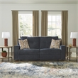 Bowery Hill Reclining Sofa and Loveseat Set in Blue Polyester