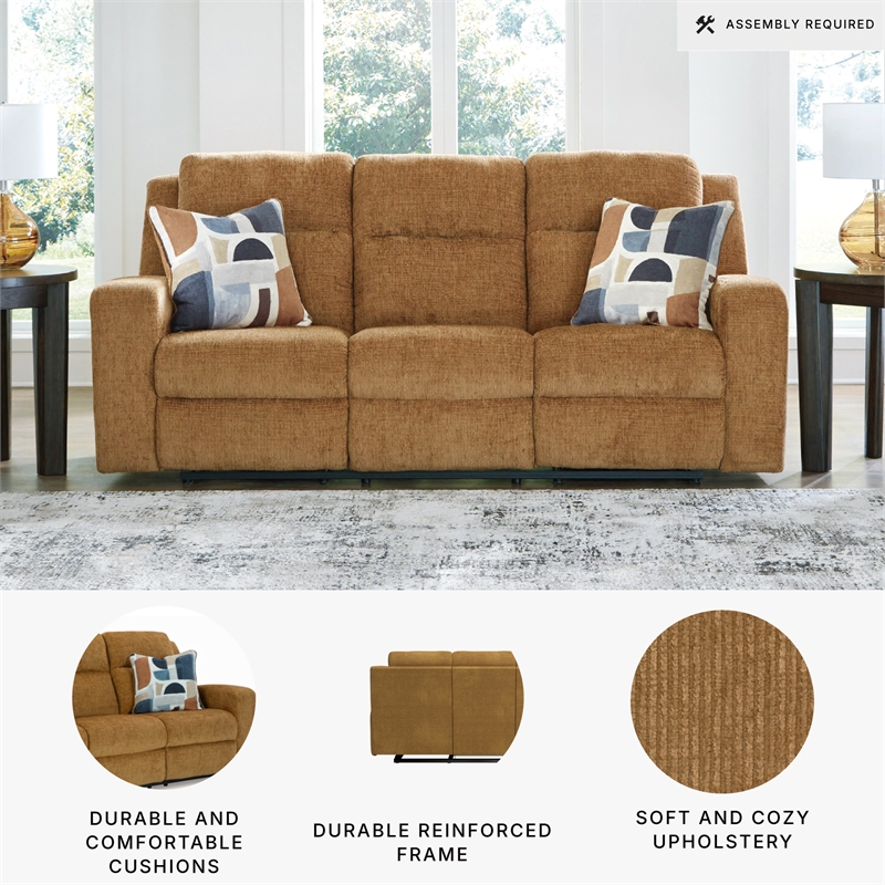 Bowery Hill Reclining Sofa & Loveseat Set in Brown Polyester
