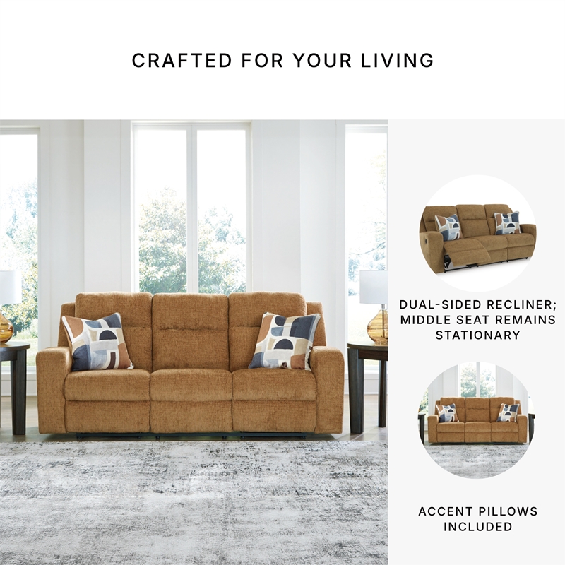 Bowery Hill Reclining Sofa & Loveseat Set in Brown Polyester