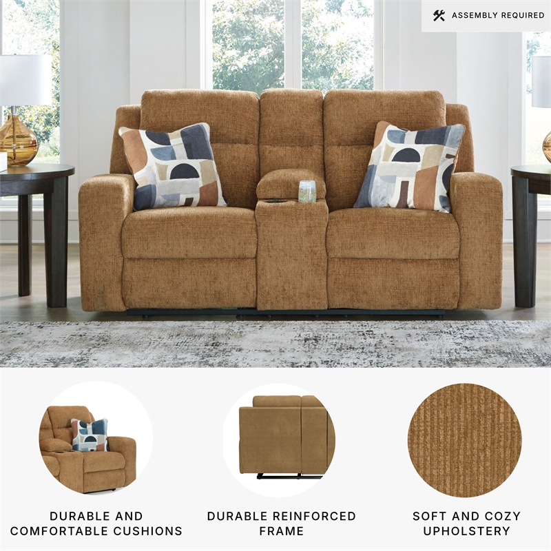Bowery Hill Reclining Sofa & Loveseat Set in Brown Polyester