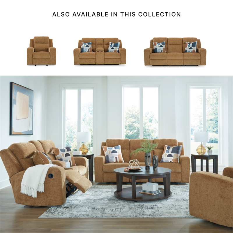 Bowery Hill Reclining Sofa & Loveseat Set in Brown Polyester