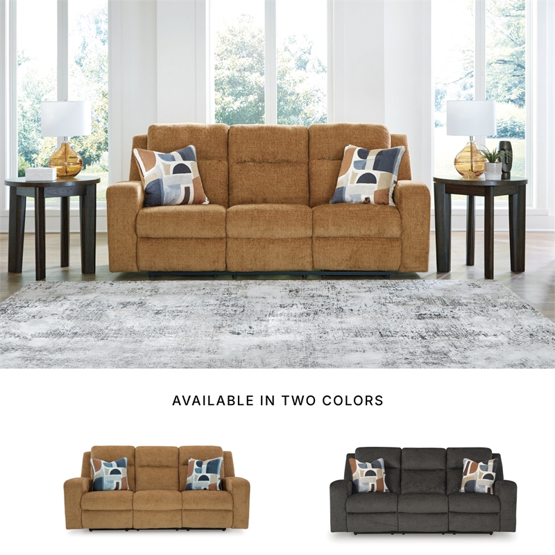 Bowery Hill Reclining Sofa & Loveseat Set in Brown Polyester