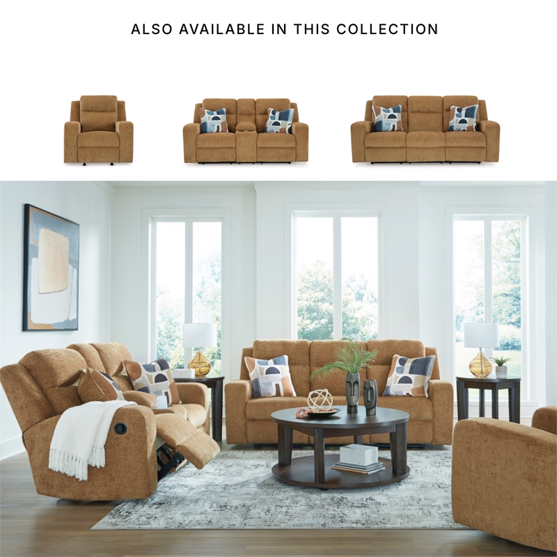 Bowery Hill Reclining Sofa & Loveseat Set in Brown Polyester