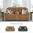 Bowery Hill Reclining Sofa & Loveseat Set in Brown Polyester