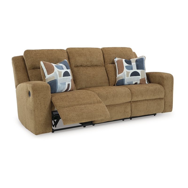 Bowery Hill Reclining Sofa & Loveseat Set in Brown Polyester