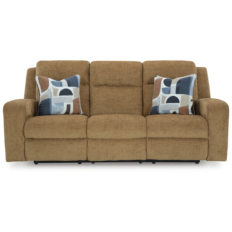Bowery Hill Reclining Sofa & Loveseat Set in Brown Polyester
