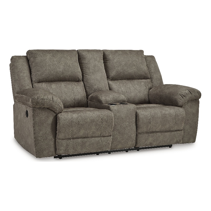 Bowery Hill 2-Piece Reclining Sofa & Loveseat Set in Gray Faux Leather