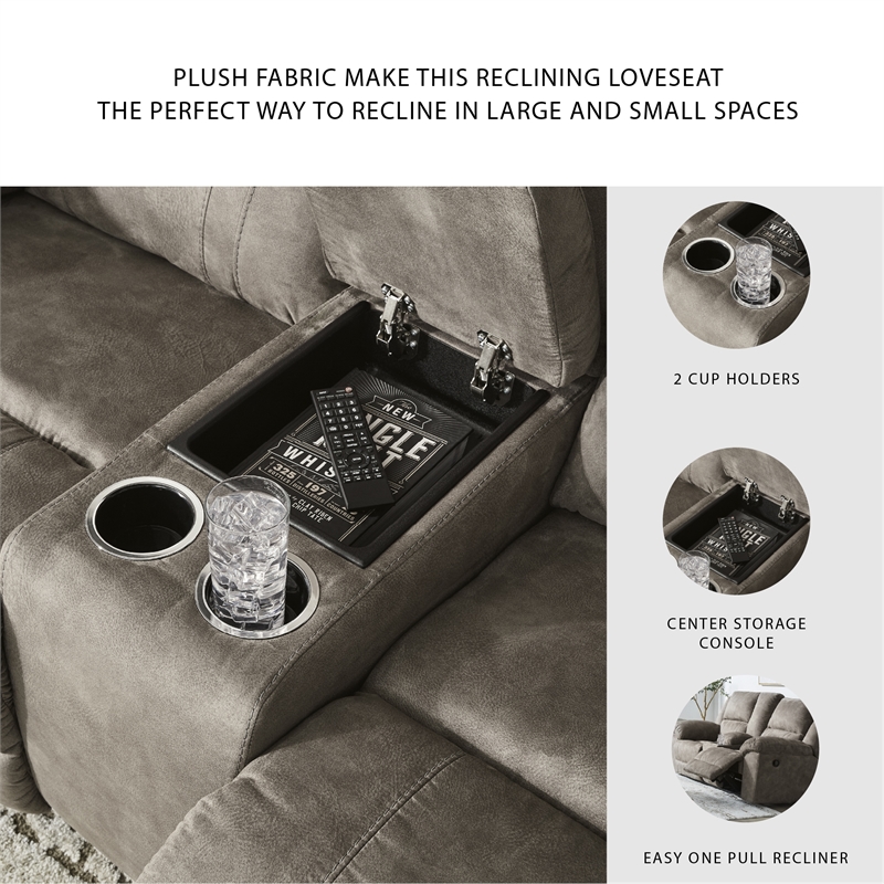 Bowery Hill 2-Piece Reclining Sofa & Loveseat Set in Gray Faux Leather