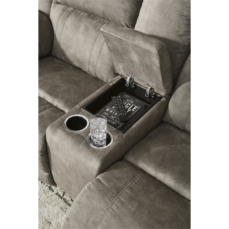 Bowery Hill 2-Piece Reclining Sofa & Loveseat Set in Gray Faux Leather