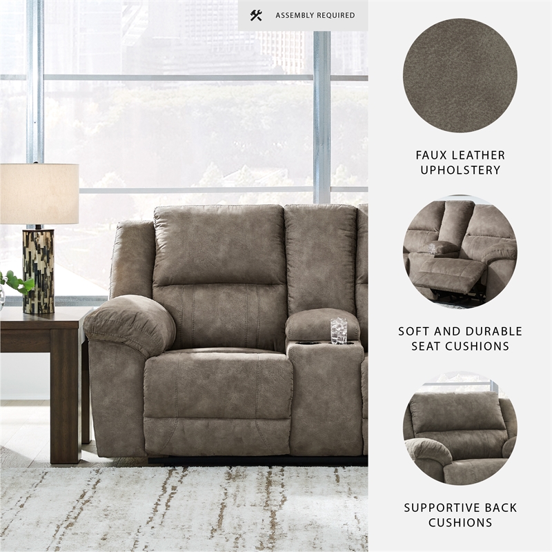 Bowery Hill 2-Piece Reclining Sofa & Loveseat Set in Gray Faux Leather