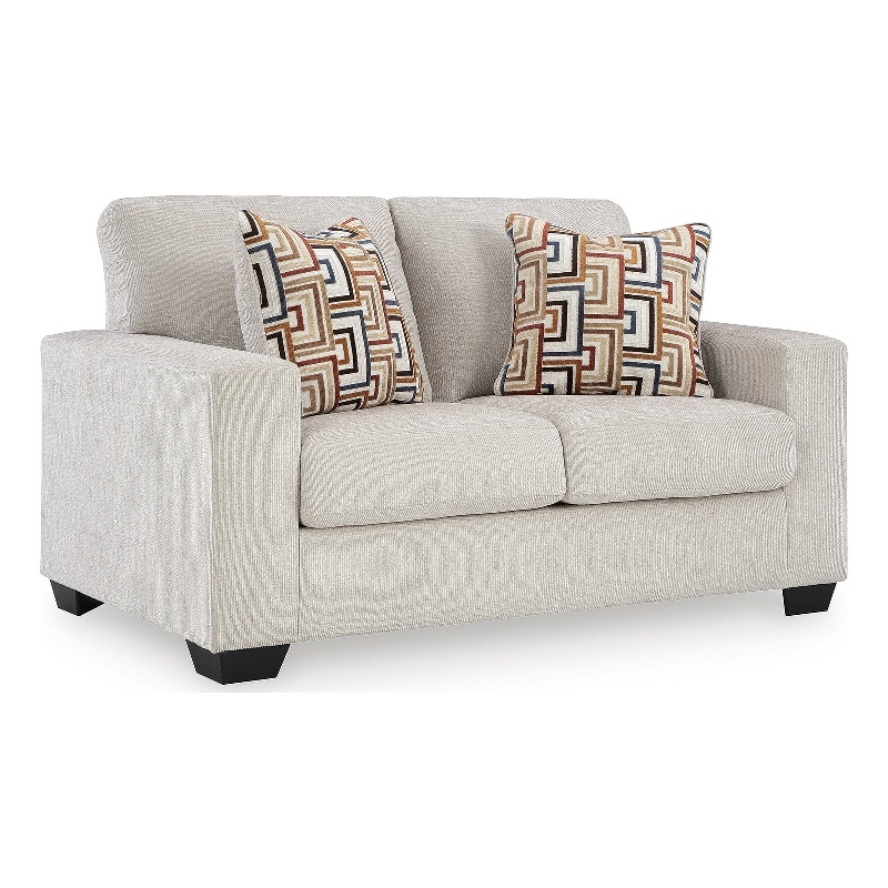 Bowery Hill Loveseat & Sofa Set in Stone Polyester