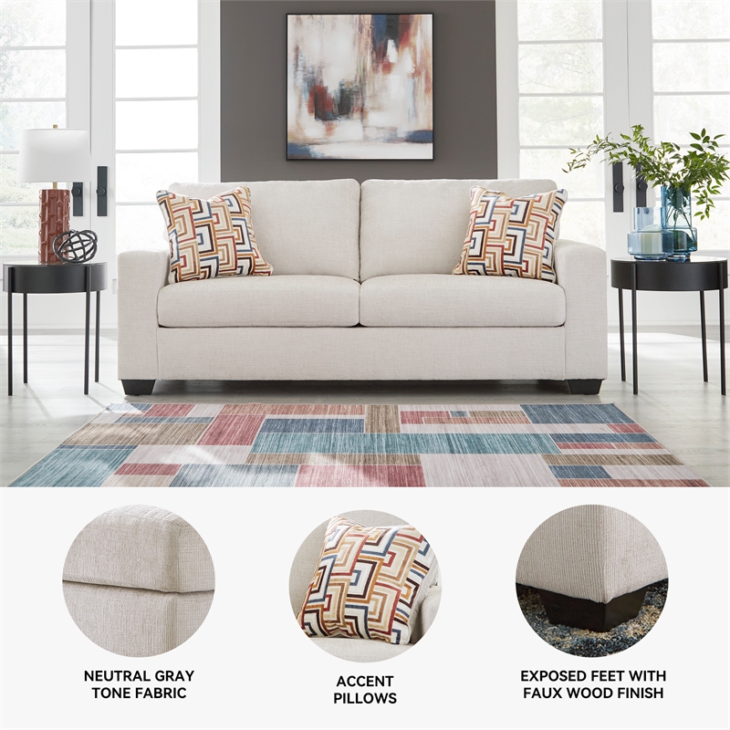 Bowery Hill Loveseat & Sofa Set in Stone Polyester