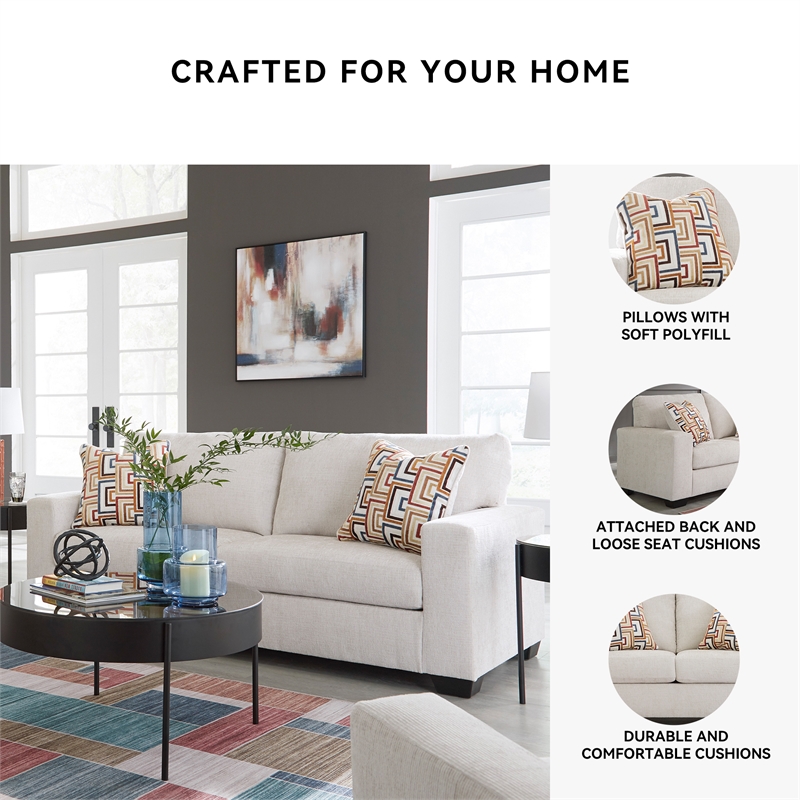 Bowery Hill Loveseat & Sofa Set in Stone Polyester