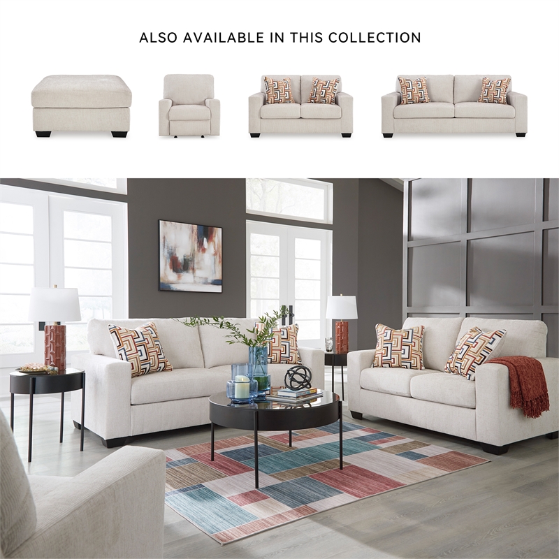 Bowery Hill Loveseat & Sofa Set in Stone Polyester