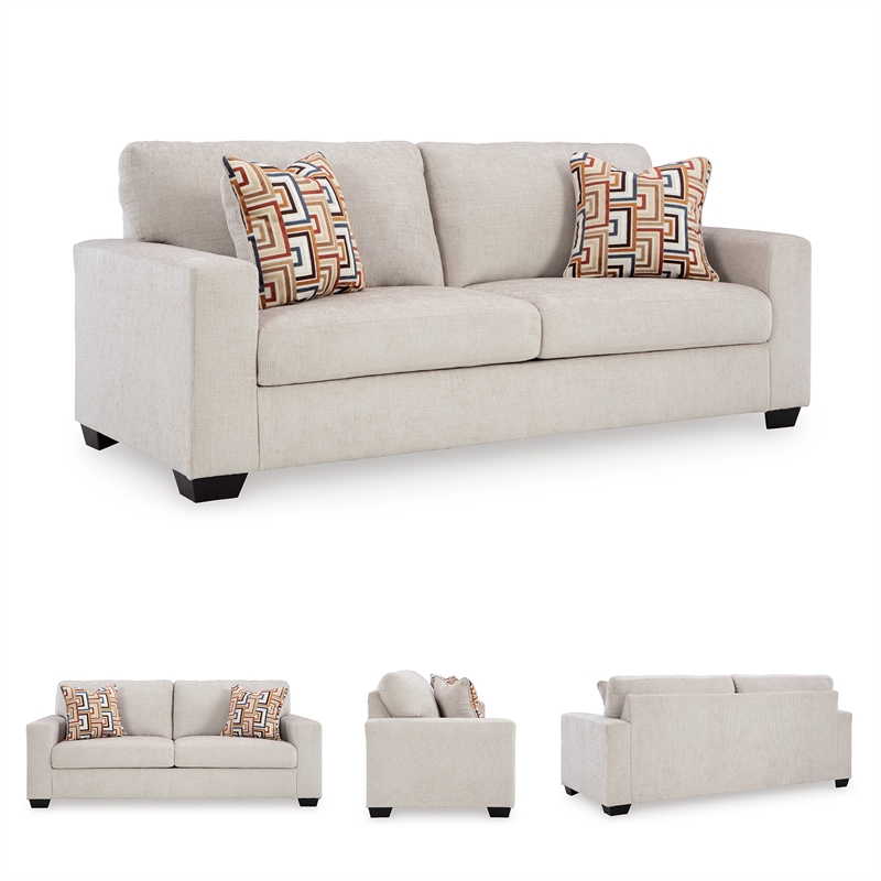 Bowery Hill Loveseat & Sofa Set in Stone Polyester
