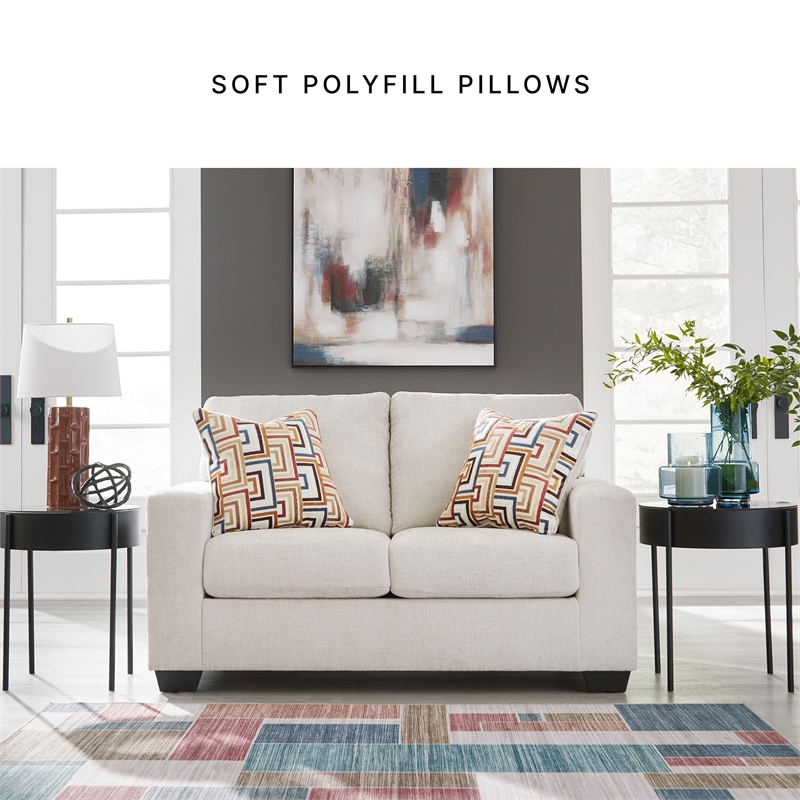 Bowery Hill Loveseat & Sofa Set in Stone Polyester